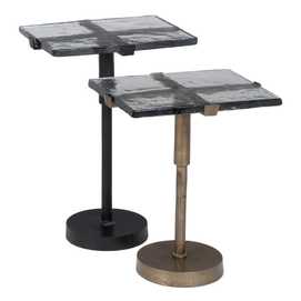 MESA AUXILIAR NEGRO METAL-CRISTAL SALÓN 41 X 32 X 59 CM