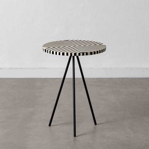 MESA AUXILIAR BLANCO-NEGRO 38 X 38 X 50 CM