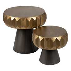 MESITA ORO-NEGRO METAL SALÓN 63 X 63 X 62 CM