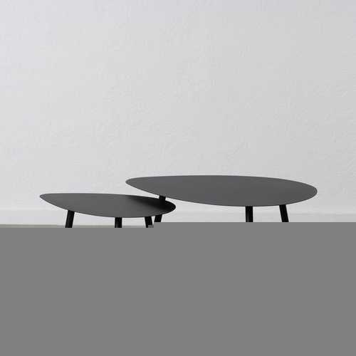 S/2 MESA CENTRO NEGRO METAL 80 X 60 X 47 CM