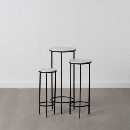 S/3 MESITAS NEGRO-GRIS METAL 30 X 30 X 71 CM