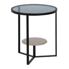 MESA AUXILIAR NEGRO-NATURAL DM-METAL 45 X 45 X 50 CM