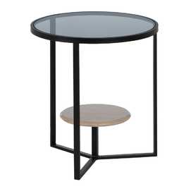 MESA AUXILIAR NEGRO-NATURAL DM-METAL 45 X 45 X 50 CM