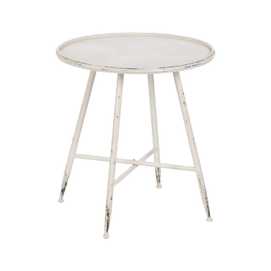 MESA AUXILIAR CREMA METAL 56 X 56 X 60 CM