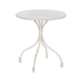 MESA AUXILIAR CREMA METAL 70 X 70 X 75 CM