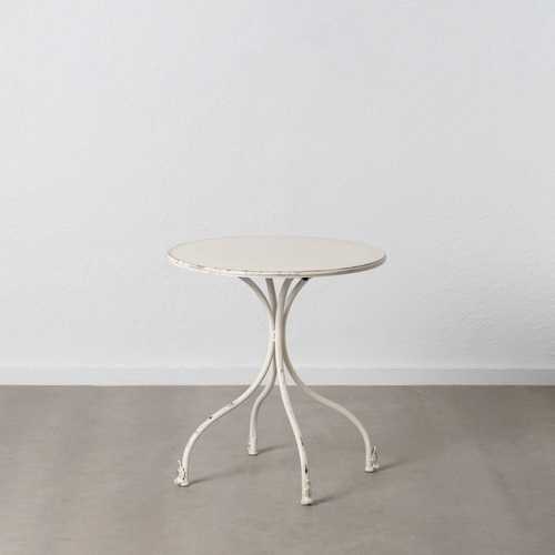 MESA AUXILIAR CREMA METAL 70 X 70 X 75 CM