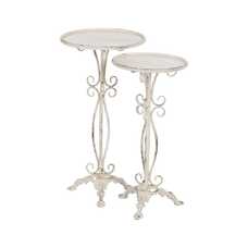 S/2 MESITAS CREMA METAL 40 X 40 X 77 CM