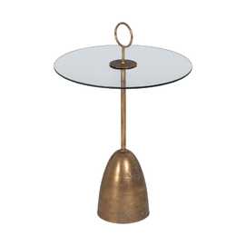 MESA AUXILIAR ORO METAL-CRISTAL 50 X 50 X 75,50 CM