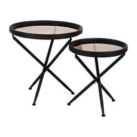 S/2 MESITAS NEGRO MADERA-METAL 64 X 64 X 64 CM