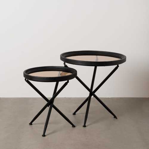 S/2 MESITAS NEGRO MADERA-METAL 64 X 64 X 64 CM