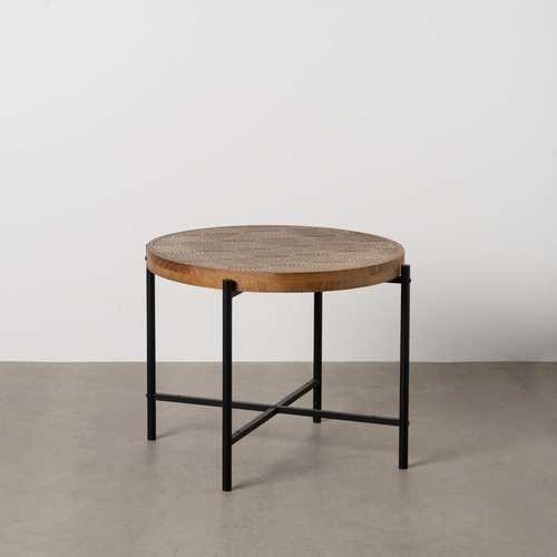 MESITA NATURAL-NEGRO METAL-MADERA 69 X 69 X 52,50 CM
