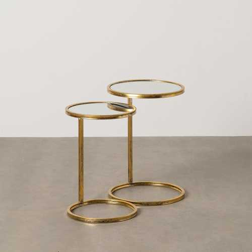 S/2 MESITAS DORADO METAL-CRISTAL 38 X 38 X 55,50 CM