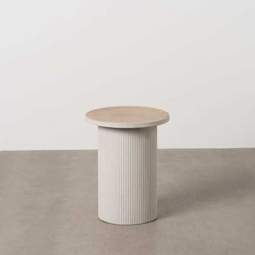 MESITA NATURAL-BLANCO DM-METAL 36 X 36 X 46 CM