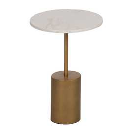 MESITA ORO-BLANCO METAL-MÁRMOL 35 X 35 X 52 CM