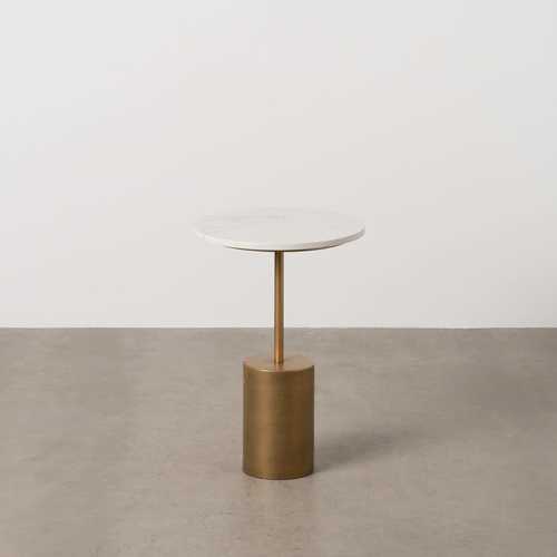 MESITA ORO-BLANCO METAL-MÁRMOL 35 X 35 X 52 CM
