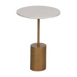 MESITA ORO-BLANCO METAL-MÁRMOL 40 X 40 X 56 CM