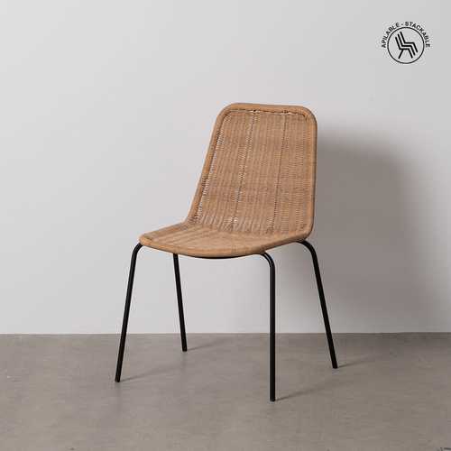 SILLA NATURAL PE-ACERO SALÓN 52 X 57 X 82 CM