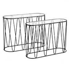 S/2 CONSOLA NEGRO METAL / CRISTAL 107 X 35,50 X 79 CM