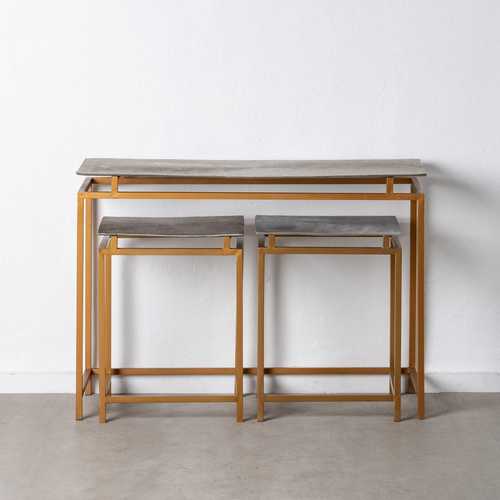 S/3 CONSOLA ORO-PLATA METAL ENTRADA 109 X 38,10 X 78,70 CM