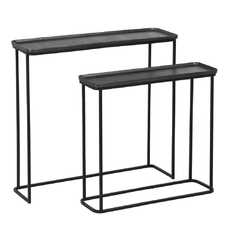 S/2 CONSOLA GRIS-NEGRO METAL ENTRADA 84 X 26 X 78 CM