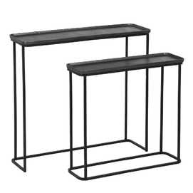 S/2 CONSOLA GRIS-NEGRO METAL ENTRADA 84 X 26 X 78 CM