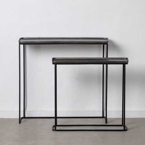 S/2 CONSOLA GRIS-NEGRO METAL ENTRADA 84 X 26 X 78 CM