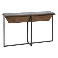 CONSOLA NATURAL-NEGRO MADERA-METAL 134 X 32 X 83 CM