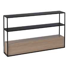 CONSOLA NEGRO-NATURAL DM-METAL 122,50 X 22,50 X 75 CM