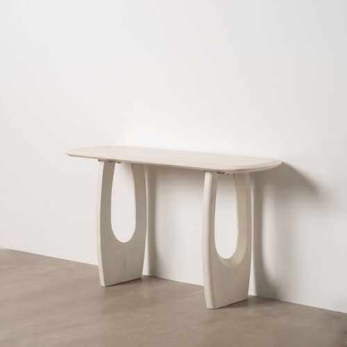 CONSOLA BLANCO ROZADO MADERA DE ACACIA 130 X 46 X 76 CM