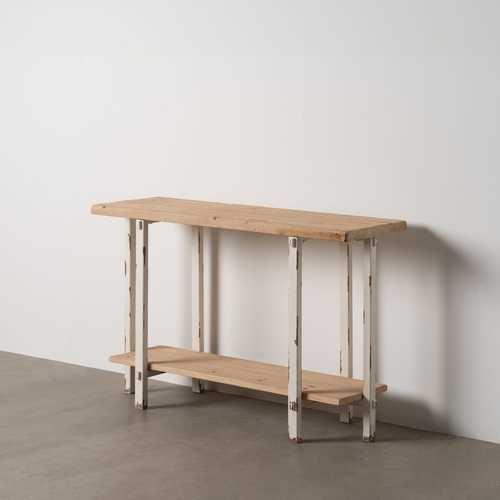 CONSOLA NATURAL-BLANCO MADERA DE ABETO 120 X 40 X 80 CM