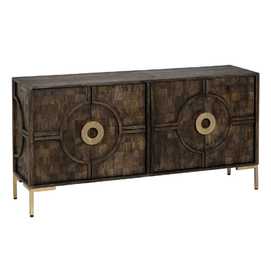 APARADOR MARRÓN-ORO MADERA DE MANGO 152 X 40 X 75 CM