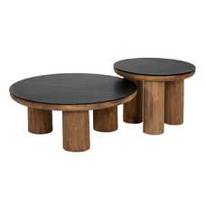 MESA CENTRO NATURAL-NEGRO MADERA DE PINO 90 X 90 X 35 CM MESA CENTRO NATURAL-NEGRO MADERA DE PINO 90 X 90 X 35 CM