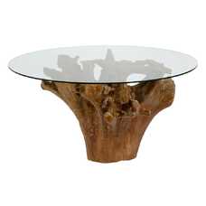 MESA COMEDOR NATURAL MADERA / CRISTAL 140 X 140 X 75 CM