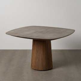 MESA COMEDOR MADERA-MICROCEMENTO SALÓN 120 X 120 X 77 CM