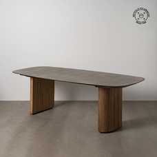 MESA COMEDOR MADERA-MICROCEMENTO SALÓN 240 X 100 X 77 CM