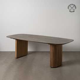 MESA COMEDOR MADERA-MICROCEMENTO SALÓN 240 X 100 X 77 CM