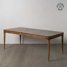 MESA COMEDOR MADERA-MICROCEMENTO SALÓN 220 X 100 X 76 CM