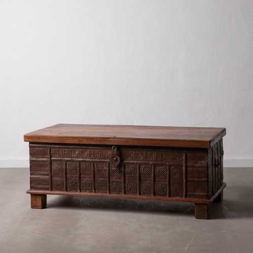 BAÚL MARRÓN MADERA DE TECA 127 X 64 X 45 CM