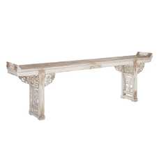 CONSOLA BLANCO ROZADO MADERA ENTRADA 300 X 42 X 97 CM CONSOLA BLANCO ROZADO MADERA ENTRADA 300 X 42 X 97 CM