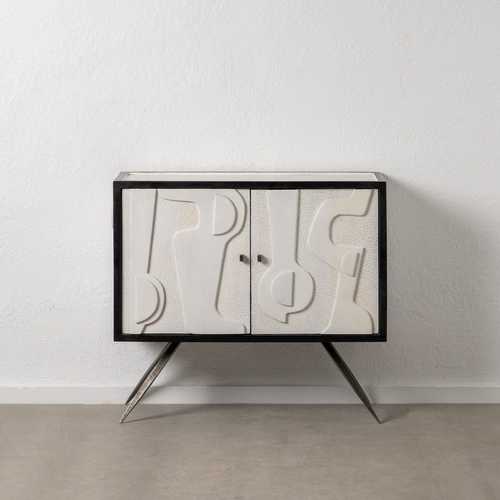 MUEBLE RECIBIDOR BLANCO-NEGRO 102 X 41 X 93 CM