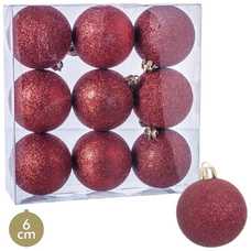 S/9 BOLAS PURPURINA PLÁSTICO ROJO 6 X 6 X 6 CM