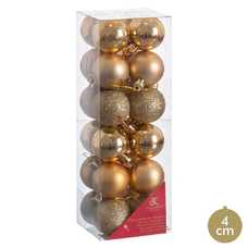 S/24 BOLAS BRILLO, MATE Y GLITTER ORO 4 X 4 X 4 CM