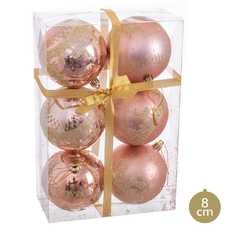 S/6 BOLAS CIERVO ROSA 8 X 8 X 8 CM