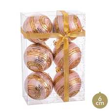 S/6 BOLAS ESPIRAL ROSA 6 X 6 X 6 CM