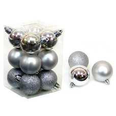 S/12 BOLA PLATA DECORACIÓN NAVIDAD 4 X 4 X 4 CM