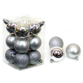 S/12 BOLA PLATA DECORACIÓN NAVIDAD 4 X 4 X 4 CM