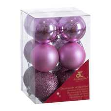 S/12 BOLA ROSA DECORACIÓN NAVIDAD 4 X 4 X 4 CM