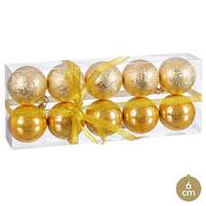 S/10 BOLA PLÁSTICO ORO 2/M 6 X 6 X 6 CM