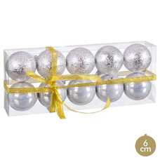 S/10 BOLA PLÁSTICO PLATA 2/M 6 X 6 X 6 CM