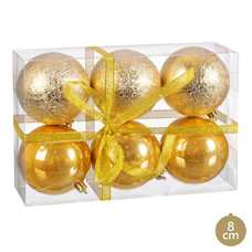 S/6 BOLA PLÁSTICO ORO 2/M 8 X 8 X 8 CM